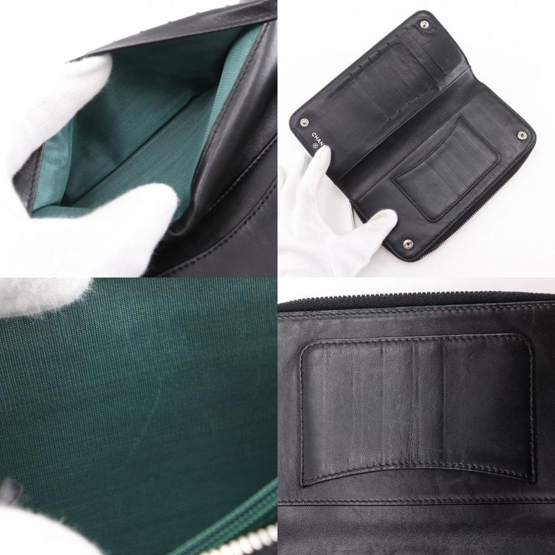 Chanel Paris New York Line Matelasse Lambskin Black Ladies Long Wallet