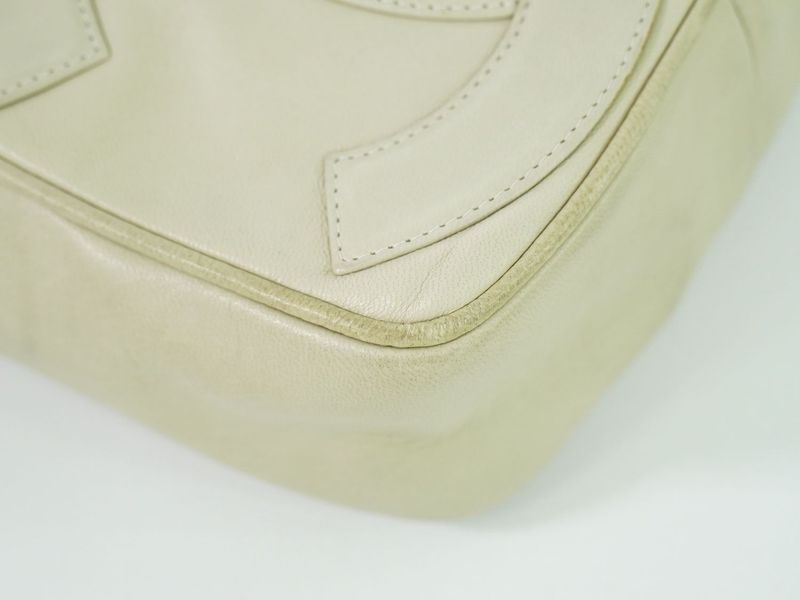 Authentic Chanel Deca Coco Mark Tassel Shoulder Bag Pochette Lambskin Leather