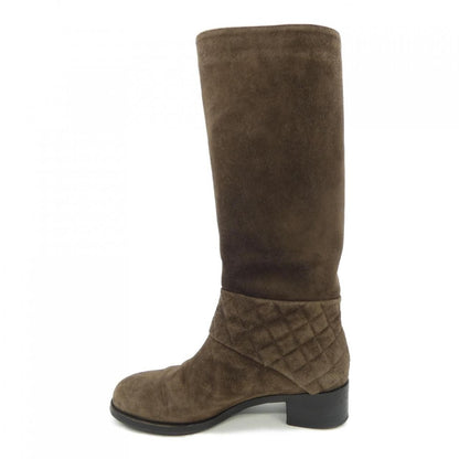 Chanel Long Boots Suede Brown — view 2