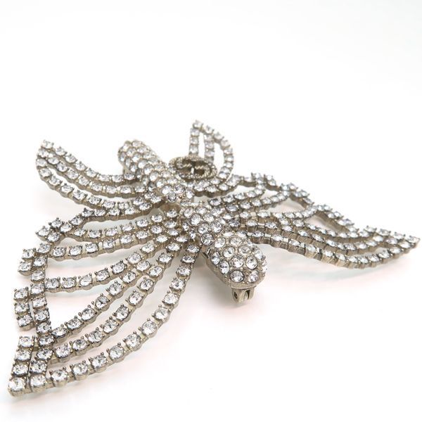 Gucci Brooch Interlocking G Butterfly Rhinestone Metal Gucci