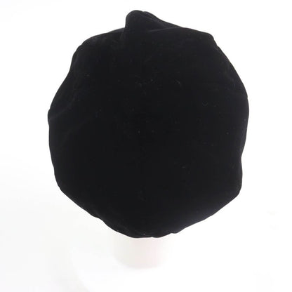CHANEL 21AW Silk Mix Velour Casket With Coco Mark Hardware Hat Black M Made In