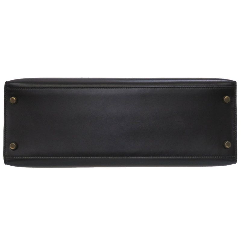 Hermes Kelly 32 Outer Stitch Box Calf Black Gold Hardware 00V Engraved Handbag
