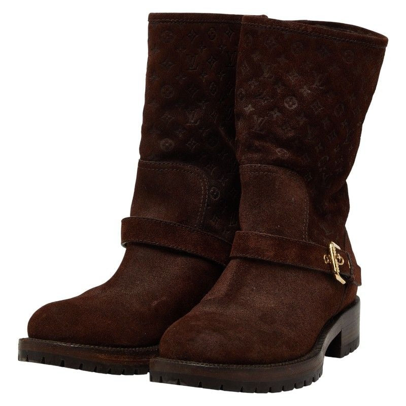 Louis Vuitton Monogram 36 Brown Suede Heel