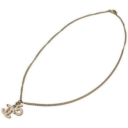 Chanel No5 Coco Mark Necklace Metal Gold Faux Pearl Ladies