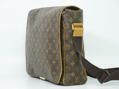 Authentic Louis Vuitton LV Abbess Monogram Shoulder Bag Messenger Bag Brown