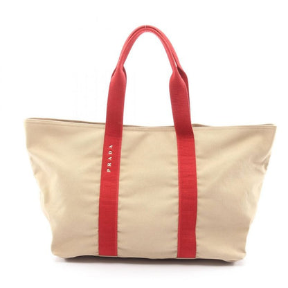 Prada Sport Linea Rossa Tote Bag 4 Va367 Beige Red Canvas