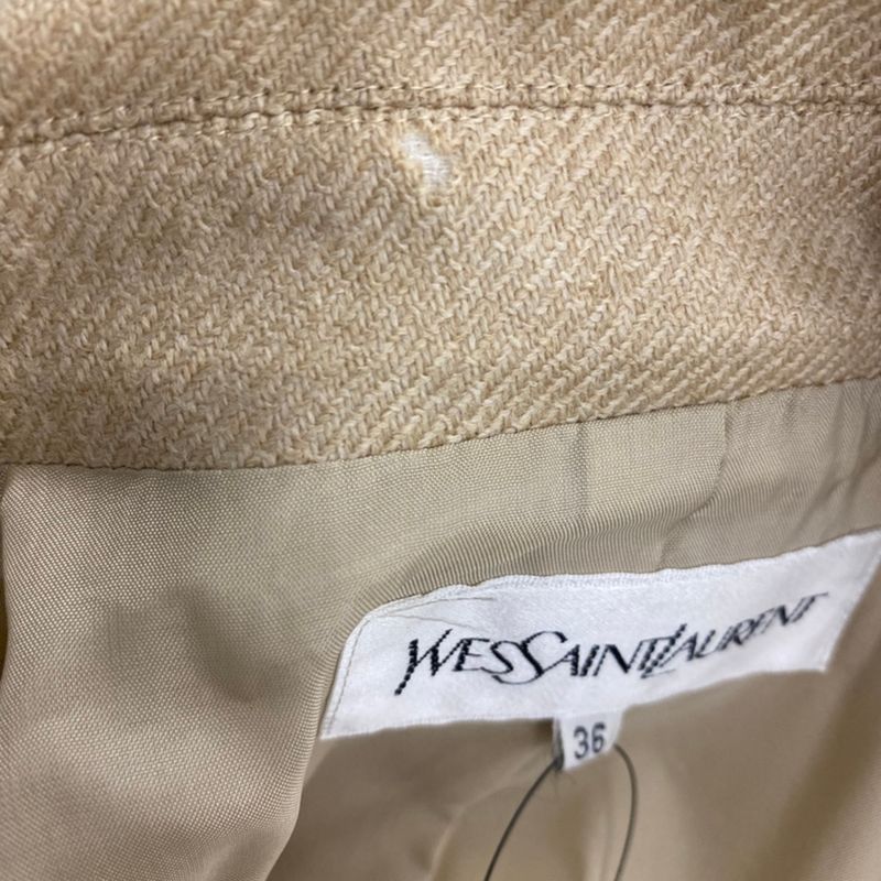 Yves Saint Laurent Wool Double Jacket Beige 36