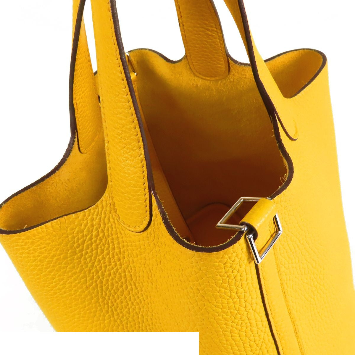 Hermes Picotin Lock PM Jaune Ambre Silver Taurillon Handbag — view 5