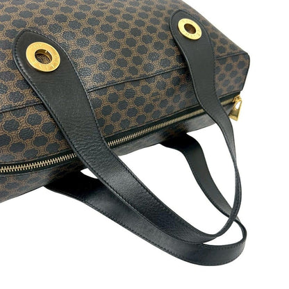 Celine Vintage Macadam Blason Triomphe Pattern Leather Tote Black Brown — view 4