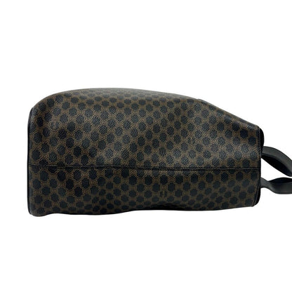 Celine Vintage Macadam Blason Triomphe Pattern Leather Tote Black Brown — view 6