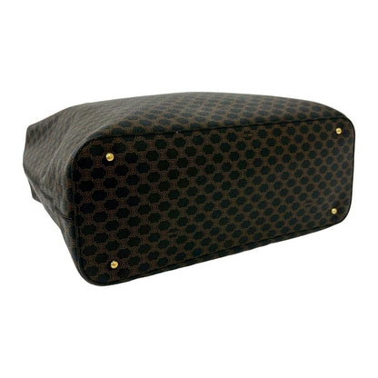 Celine Vintage Macadam Blason Triomphe Pattern Leather Tote Black Brown — view 7