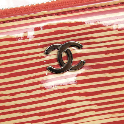 Chanel Coin Case Striped Coin Purse Red