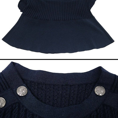 Chanel Knit Dress P59258 38 Cotton Wool Navy