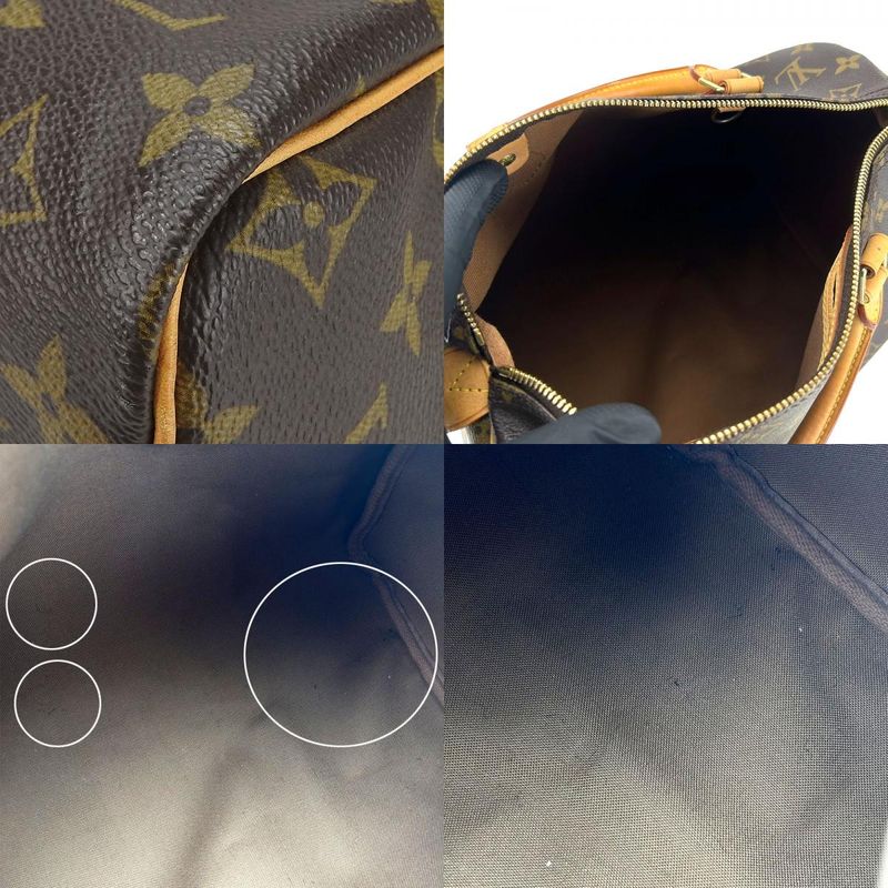 Louis Vuitton Speedy 30 Handbag Speedy 30 M41526 Monogram Nubuck Brown Gold