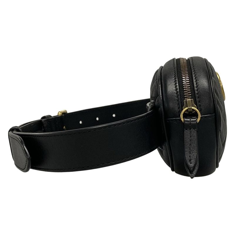Gucci GG Marmont Waist Pouch Black Leather 476434
