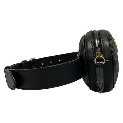 Gucci GG Marmont Waist Pouch Black Leather 476434