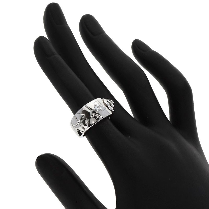 Chanel Three Symbols 1P Diamond Ring 18K White Gold Ladies
