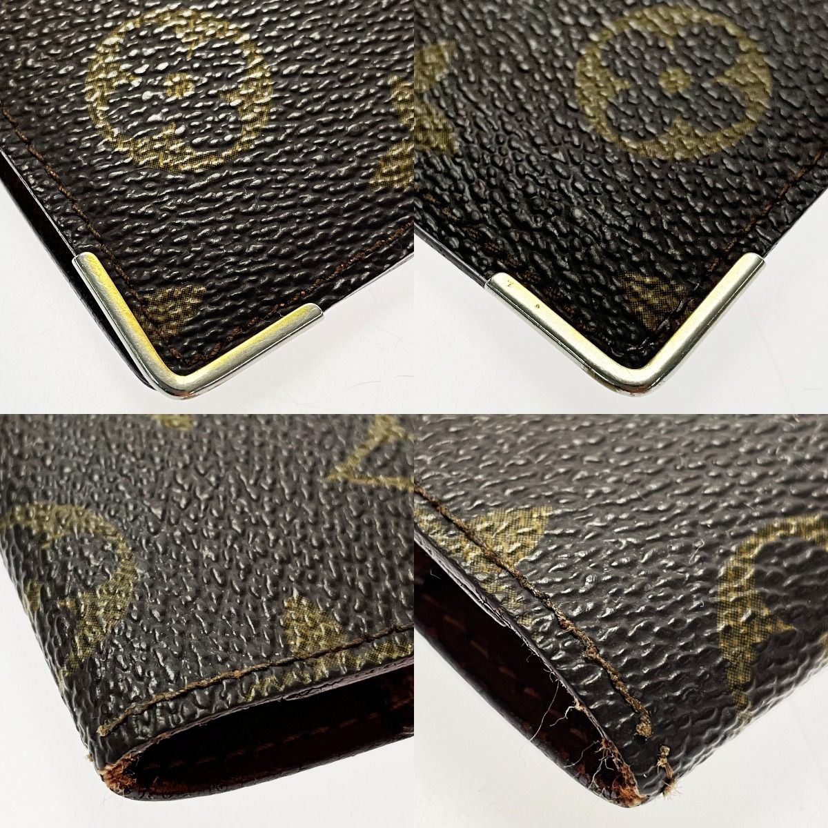 Louis Vuitton Monogram Porto Chequier Double M62223 Brown Long Wallet Unisex