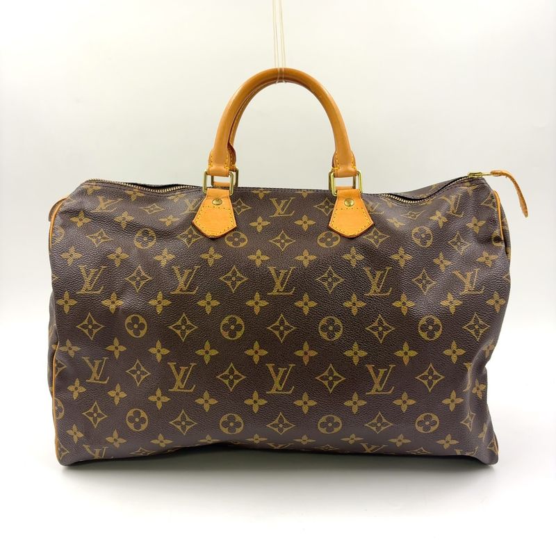 Louis Vuitton Speedy 40 Monogram Leather X PVC Brown Handbag Gold M41522