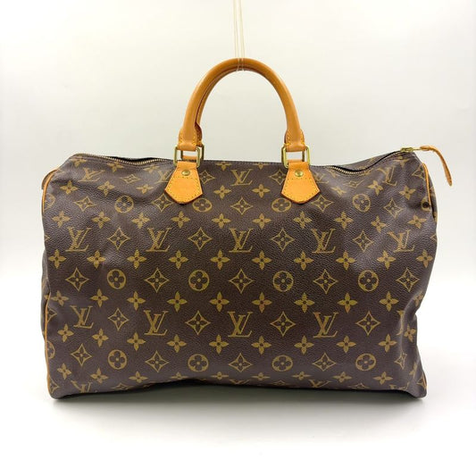 Louis Vuitton Speedy 40 Monogram Leather X PVC Brown Handbag Gold M41522