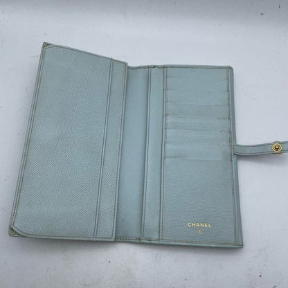 Chanel Coco Button Bifold Wallet Lime Green Card Billfold