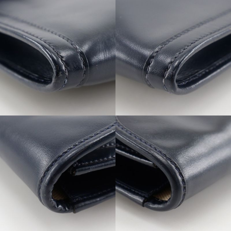 Hermes Jigier PM Vintage Box Calf Navy 0Q Unisex Clutch Bag