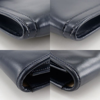 Hermes Jigier PM Vintage Box Calf Navy 0Q Unisex Clutch Bag