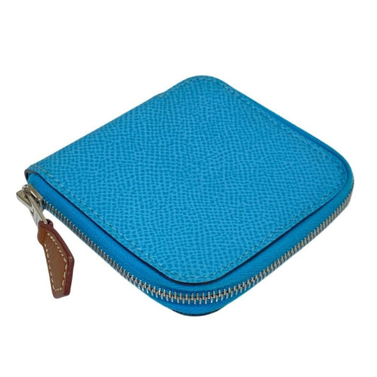 Hermes Azap Mini Silk in Veau Coin Purse Blue Nord