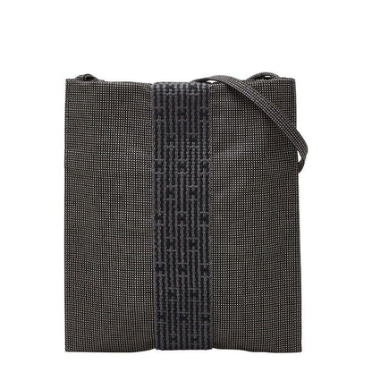 Hermes Her Line Crossbody Bag Sacoche Gray Black Canvas