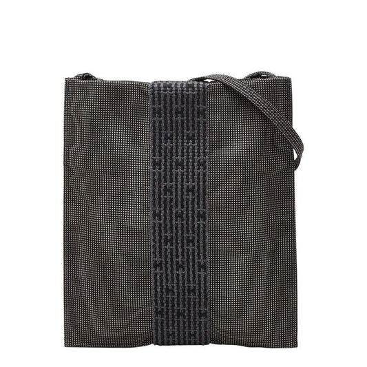 Hermes Her Line Crossbody Bag Sacoche Gray Black Canvas
