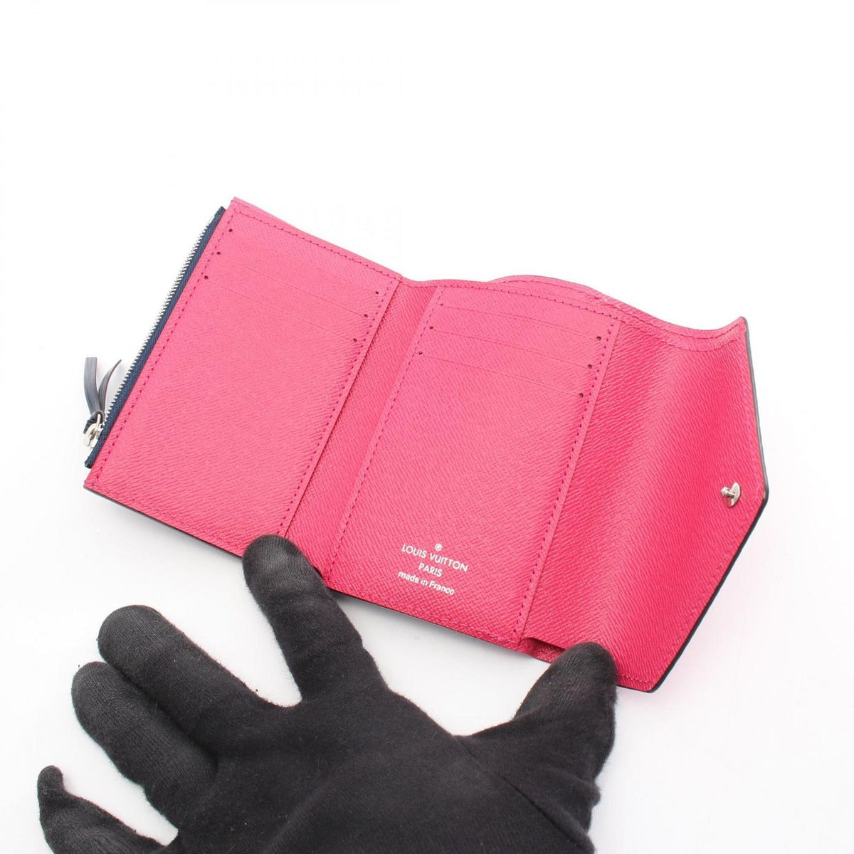Louis Vuitton Trifold Wallet Portefeuille Victorine Handbag Navy Pink — view 3