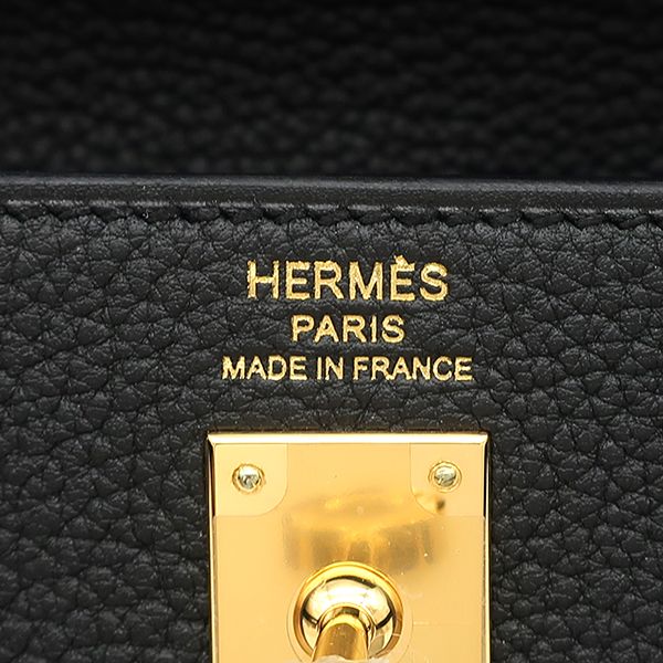 Hermes 2-Way Bag Kelly 25 Internal Stitching Togo Black Gold Hardware Black