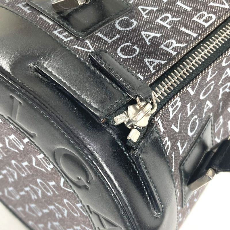 Bvlgari Handbag Logomania Drum Tube Shape Denim Black