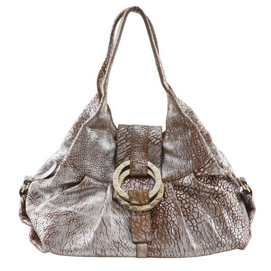 Bvlgari Bulgari Chandra Leather Silver/brown Women's Tote Bag