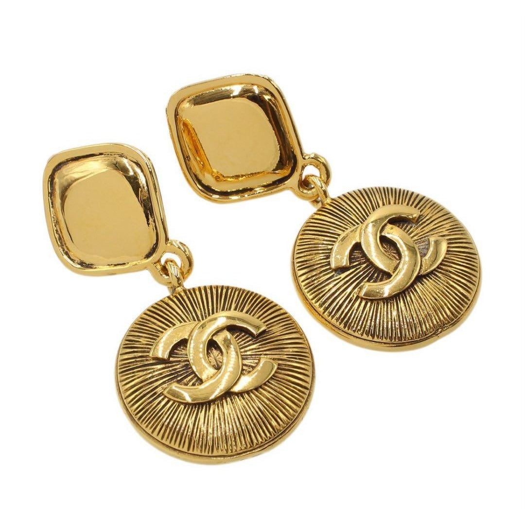 Chanel Coco Mark Rhombus Round Swing Earrings — view 4