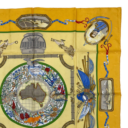 Hermes Scarf Silk Carre 90 le Geographe Geographer Yellow — view 3