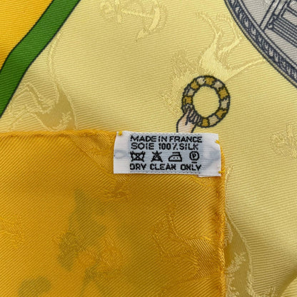 Hermes Scarf Silk Carre 90 le Geographe Geographer Yellow — view 9