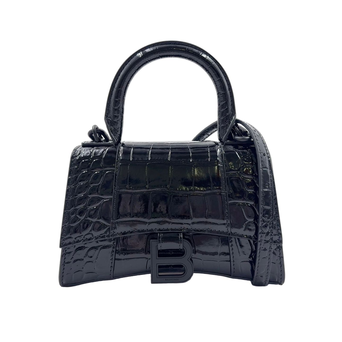 Balenciaga Hour Glass 2-Way Shoulder Calfskin Black Handbag