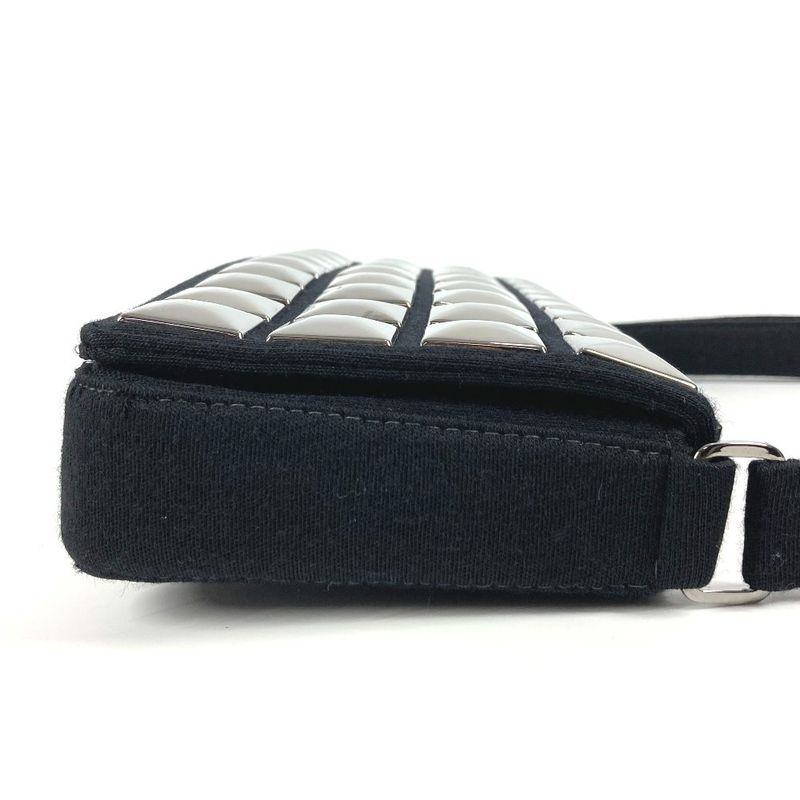 Chanel Shoulder Bag Ice Cube Cotton Black