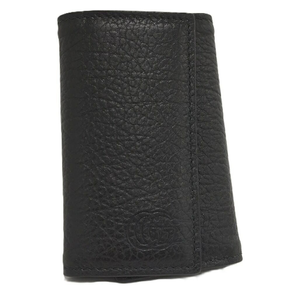 Gucci 6 Key Case Leather Black Silver 0416 Key Holder