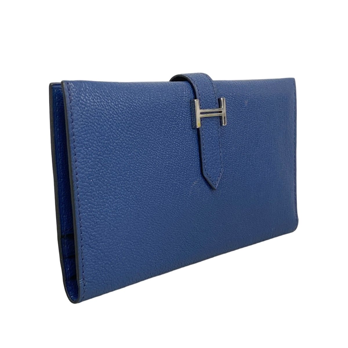 Hermes Wallet Bearn Chevre Misor Blue Domalt Silver — view 2