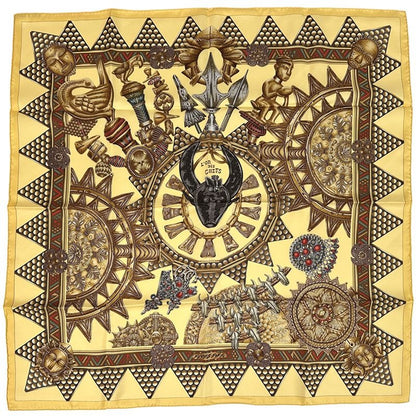 Hermes Scarf Carre 90 lor Des Chefs Gold of the Chiefs Women S Brand Silk
