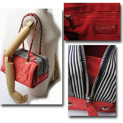 Chanel Shoulder Bag Chanel A47955 Denim Line Chain Red Navy