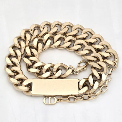 DIOR Christian Dior Couture Plate Choker Necklace 48cm (1890in) Long Light Gold