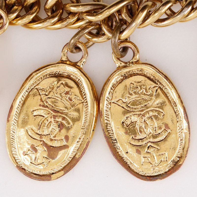 Chanel Medallion Charm Coco Mark Chain Gold Plated Ladies 83.4g Bracelet