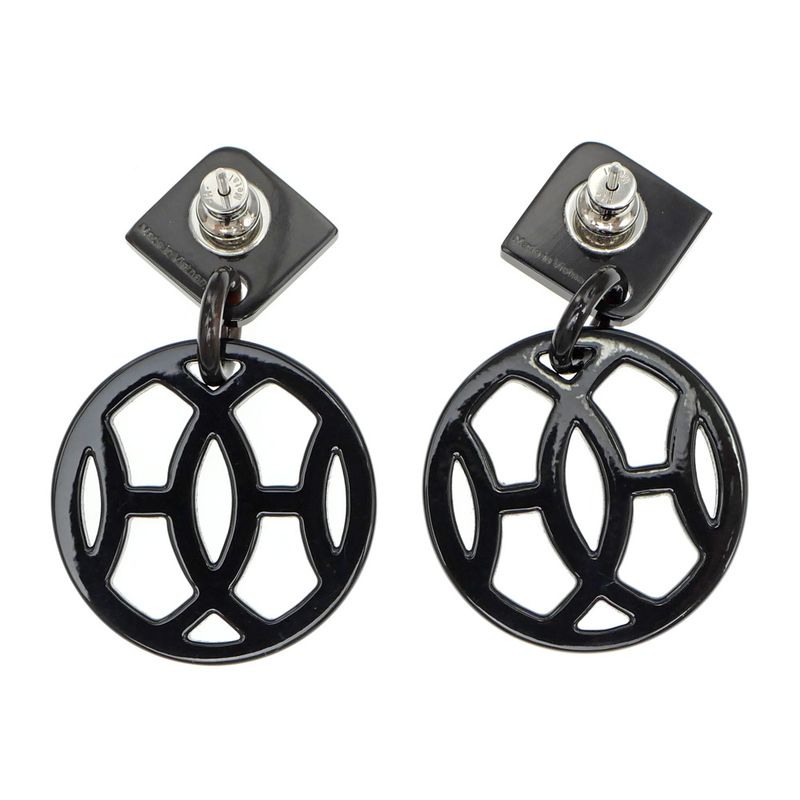 Hermes Earrings Ava Buffalo-horn Black HAVA Silver-hardware Accessories-