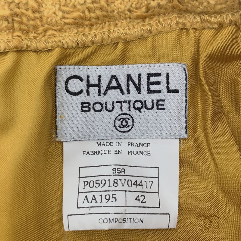 Chanel Coco Mark Tweed Skirt P5918v04417 Yellow Size 42
