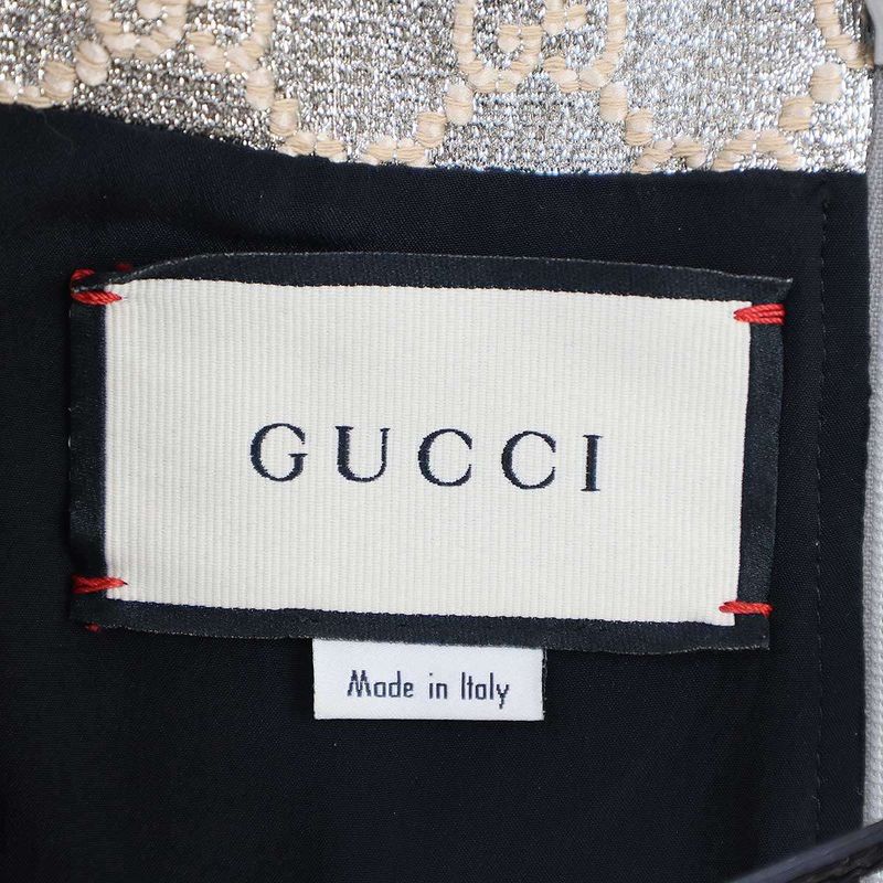 Gucci GG Lamé Sleeveless Dress 622982 Zad0i Silver 38