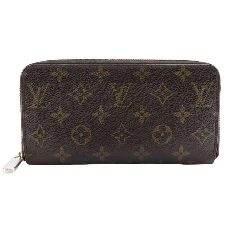 Louis Vuitton Zippy Wallet M42616 Monogram Canvas Brown Ca0096 Unisex Long