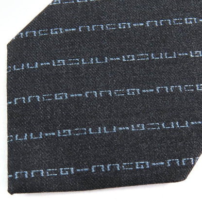 Gucci 100% Wool Regimental Logo Stripe Tie With 7cm (2.76in) Dark Gray Tips